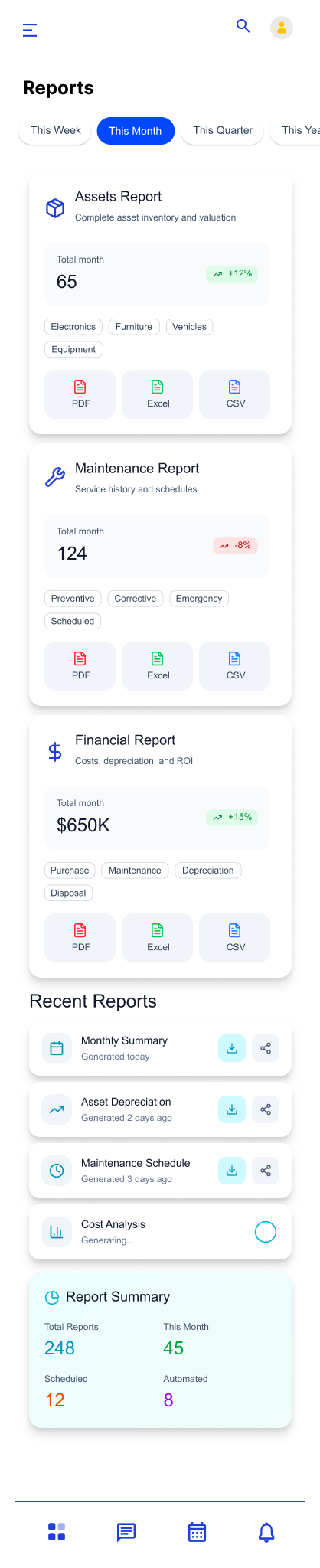 Reports & Accounting Screen
